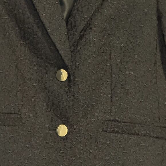 NWOT Womens Calvin Klein Black GOLD BUTTON jacket blazer Sz 2 Applique - Picture 4 of 6